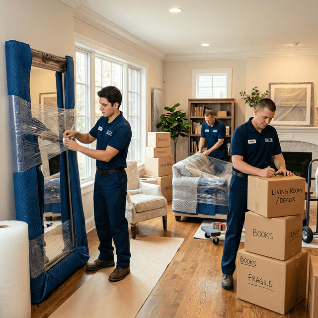 Residential moving van loading outside a London home
